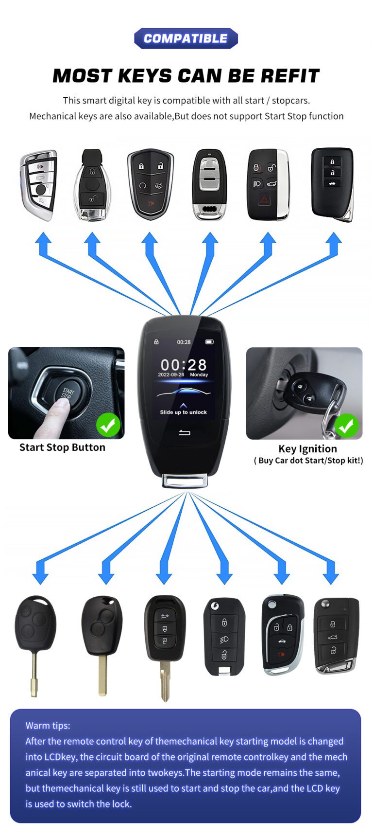 AUTOBAHN Car LCD Smart key Merc style Keyless entry new