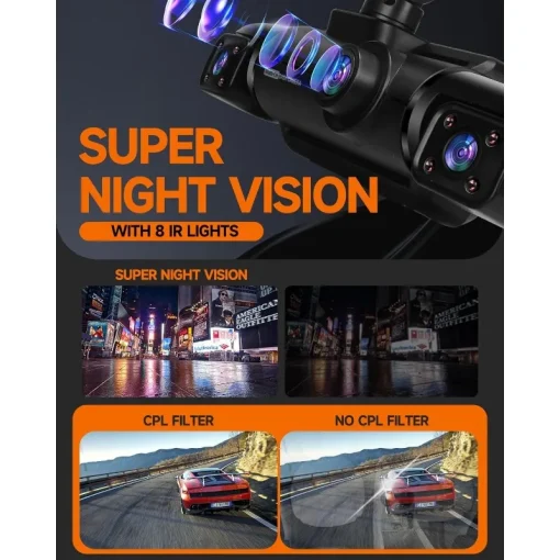 AUTOBAHN M750 4 Channel Dash Cam - 3K+3*1080P Recording | Night Vision | GPS | App Control - Image 4